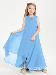 Abiti Da Damigella Junior Asimmetrici Moderni con Scollo A Cappuccio Blu