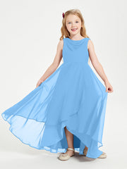 Abiti Da Damigella Junior Asimmetrici Moderni con Scollo A Cappuccio Blu