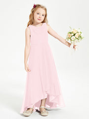 Abiti Da Damigella Junior Asimmetrici Moderni con Scollo A Cappuccio Rosa Cipria