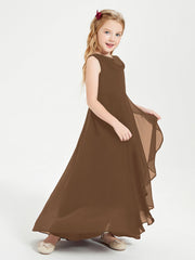 Abiti Da Damigella Junior Asimmetrici Moderni con Scollo A Cappuccio Marrone