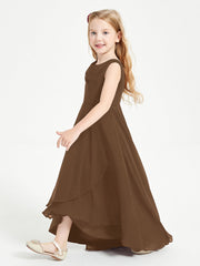 Abiti Da Damigella Junior Asimmetrici Moderni con Scollo A Cappuccio Marrone