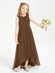 Abiti Da Damigella Junior Asimmetrici Moderni con Scollo A Cappuccio Marrone