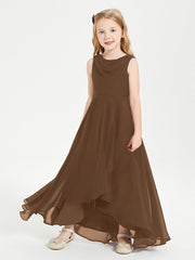 Abiti Da Damigella Junior Asimmetrici Moderni con Scollo A Cappuccio Marrone