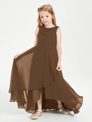 Abiti Da Damigella Junior Asimmetrici Moderni con Scollo A Cappuccio Marrone