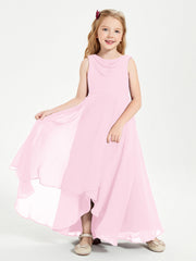Abiti Da Damigella Junior Asimmetrici Moderni con Scollo A Cappuccio Rosa Bonbon