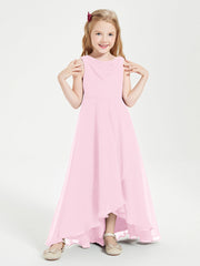 Abiti Da Damigella Junior Asimmetrici Moderni con Scollo A Cappuccio Rosa Bonbon
