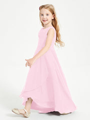 Abiti Da Damigella Junior Asimmetrici Moderni con Scollo A Cappuccio Rosa Bonbon