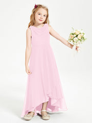 Abiti Da Damigella Junior Asimmetrici Moderni con Scollo A Cappuccio Rosa Bonbon