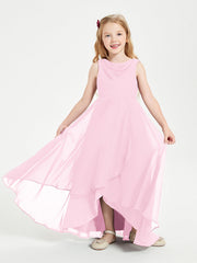 Abiti Da Damigella Junior Asimmetrici Moderni con Scollo A Cappuccio Rosa Bonbon