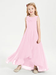 Abiti Da Damigella Junior Asimmetrici Moderni con Scollo A Cappuccio Rosa Bonbon
