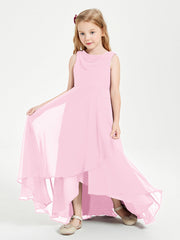 Abiti Da Damigella Junior Asimmetrici Moderni con Scollo A Cappuccio Rosa Bonbon