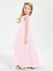 Abiti Da Damigella Junior Asimmetrici Moderni con Scollo A Cappuccio Rosa Bonbon