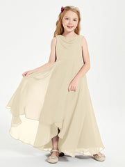 Abiti Da Damigella Junior Asimmetrici Moderni con Scollo A Cappuccio Champagne