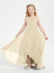Abiti Da Damigella Junior Asimmetrici Moderni con Scollo A Cappuccio Champagne