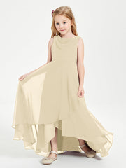 Abiti Da Damigella Junior Asimmetrici Moderni con Scollo A Cappuccio Champagne
