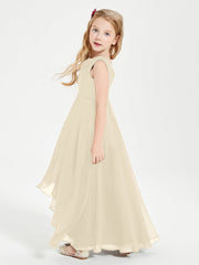Abiti Da Damigella Junior Asimmetrici Moderni con Scollo A Cappuccio Champagne