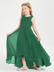 Abiti Da Damigella Junior Asimmetrici Moderni con Scollo A Cappuccio Verde Scuro