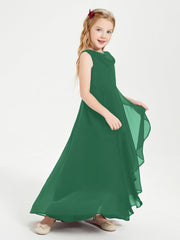 Abiti Da Damigella Junior Asimmetrici Moderni con Scollo A Cappuccio Verde Scuro