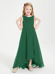 Abiti Da Damigella Junior Asimmetrici Moderni con Scollo A Cappuccio Verde Scuro