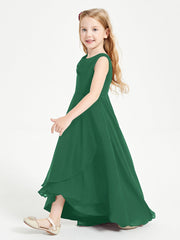 Abiti Da Damigella Junior Asimmetrici Moderni con Scollo A Cappuccio Verde Scuro