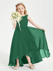 Abiti Da Damigella Junior Asimmetrici Moderni con Scollo A Cappuccio Verde Scuro
