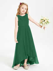 Abiti Da Damigella Junior Asimmetrici Moderni con Scollo A Cappuccio Verde Scuro