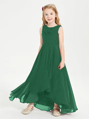 Abiti Da Damigella Junior Asimmetrici Moderni con Scollo A Cappuccio Verde Scuro