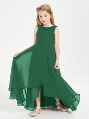 Abiti Da Damigella Junior Asimmetrici Moderni con Scollo A Cappuccio Verde Scuro