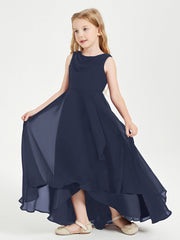 Abiti Da Damigella Junior Asimmetrici Moderni con Scollo A Cappuccio Blu Scuro