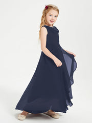 Abiti Da Damigella Junior Asimmetrici Moderni con Scollo A Cappuccio Blu Scuro