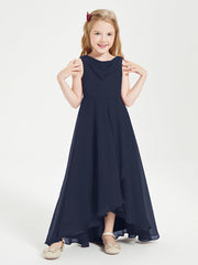 Abiti Da Damigella Junior Asimmetrici Moderni con Scollo A Cappuccio Blu Scuro