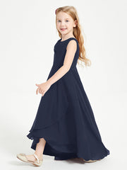 Abiti Da Damigella Junior Asimmetrici Moderni con Scollo A Cappuccio Blu Scuro