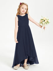 Abiti Da Damigella Junior Asimmetrici Moderni con Scollo A Cappuccio Blu Scuro