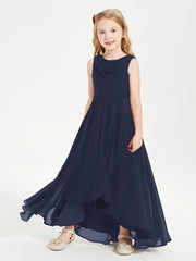 Abiti Da Damigella Junior Asimmetrici Moderni con Scollo A Cappuccio Blu Scuro
