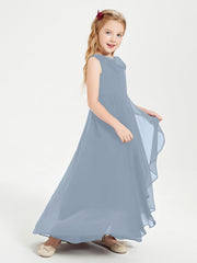 Abiti Da Damigella Junior Asimmetrici Moderni con Scollo A Cappuccio Azzurro Polvere