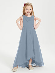 Abiti Da Damigella Junior Asimmetrici Moderni con Scollo A Cappuccio Azzurro Polvere