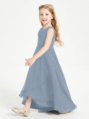 Abiti Da Damigella Junior Asimmetrici Moderni con Scollo A Cappuccio Azzurro Polvere