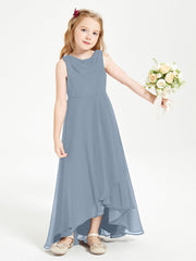 Abiti Da Damigella Junior Asimmetrici Moderni con Scollo A Cappuccio Azzurro Polvere