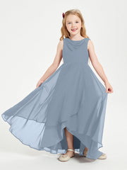 Abiti Da Damigella Junior Asimmetrici Moderni con Scollo A Cappuccio Azzurro Polvere
