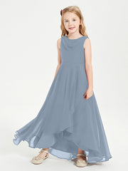 Abiti Da Damigella Junior Asimmetrici Moderni con Scollo A Cappuccio Azzurro Polvere