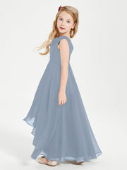 Abiti Da Damigella Junior Asimmetrici Moderni con Scollo A Cappuccio Azzurro Polvere