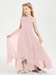 Abiti Da Damigella Junior Asimmetrici Moderni con Scollo A Cappuccio Rosa Polvere