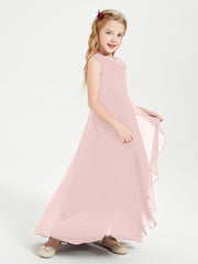 Abiti Da Damigella Junior Asimmetrici Moderni con Scollo A Cappuccio Rosa Polvere