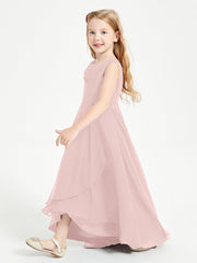 Abiti Da Damigella Junior Asimmetrici Moderni con Scollo A Cappuccio Rosa Polvere