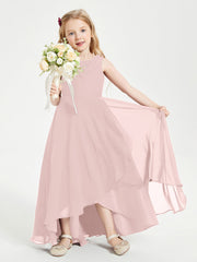 Abiti Da Damigella Junior Asimmetrici Moderni con Scollo A Cappuccio Rosa Polvere