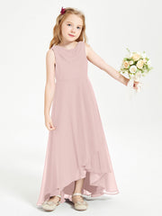 Abiti Da Damigella Junior Asimmetrici Moderni con Scollo A Cappuccio Rosa Polvere
