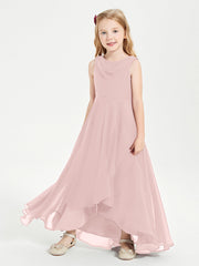 Abiti Da Damigella Junior Asimmetrici Moderni con Scollo A Cappuccio Rosa Polvere