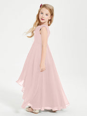 Abiti Da Damigella Junior Asimmetrici Moderni con Scollo A Cappuccio Rosa Polvere