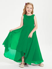 Abiti Da Damigella Junior Asimmetrici Moderni con Scollo A Cappuccio Smeraldo