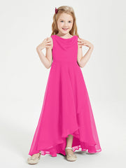 Abiti Da Damigella Junior Asimmetrici Moderni con Scollo A Cappuccio Fucsia